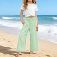 thumbnail image 6 of Grblisyd Girls Pants Size 10-12 Kids Striped Casual Elastic High Waist Cotton Linen Trousers with Pockets, 6 of 6