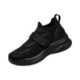 thumbnail image 3 of HTHLVMD Slip-On Knit Sneakers, Velcro Strap Athletic Shoes, Women's Comfortable Sporty Shoes, Shoes Tennis Running Walking Shoes Lightweight Breathable Athletic Sneakers, Black 5.5, 3 of 5