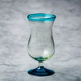 thumbnail image 4 of 10 Strawberry Street Aqua Rim Hurricane Handblown Mexican Glass, Set of 6, 4 of 4