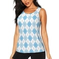 thumbnail image 2 of Picia Blue and White Squares Pattern Women's Workout Tank Top,Breathable Activewear,Slim Fit Athletic Top,Versatile Workout Moisture-wicking top-Large, 2 of 9