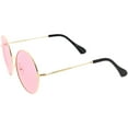 thumbnail image 3 of Retro Oversize Round Sunglasses Color Tinted Lens 60mm (Gold / Pink), 3 of 4
