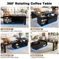 thumbnail image 5 of ANPOO 360°High Gloss Rotating Lift Top Coffee Table with LED Light, Modern Extendable Coffee Table with Hydraulic Lifter, Hidden Storage & Open Shelves, Multi-Functional Center Table for Living Room, 5 of 10