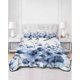 thumbnail image 2 of Quilt King Size Bedding Set, Blue Blooms Floral Reversible Summer Quilt 3 Pieces, Farmhouse Spring Flowers Botanical Lightweight Bedspreads Coverlets with 2 Pillow Shams for All Seasons, 2 of 5