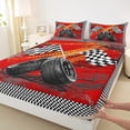 thumbnail image 3 of Castle Fairy Boys Girls Geometric Checkered Flag Twin Sheet Sets,Racing Car Bedding, 3 of 7