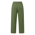 thumbnail image 5 of Jxximdong Cargo Pants for Women, Cotton Linen Pants Lightweight Summer Relax Fit Elastic Waist Plus Size Solid Long Trousers, Green Womens Casual Trousers, 5 of 7