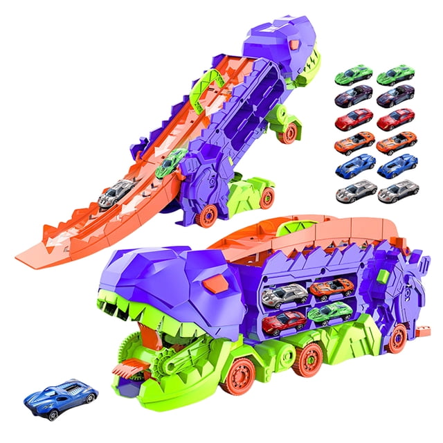 Juego para Coches Pequeños Camiones Regalos 3 4 5 Y 6 Años FLhrweasw Camión Transportador Dinosaurios