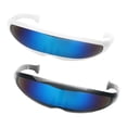 thumbnail image 1 of Gafas de Visera Sunnimix de Lente Estrecha Futurista Marco Negro Blanco Espejo azul 2 uds, 1 of 8
