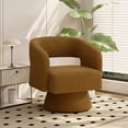 thumbnail image 3 of Hawsaiy Swivel Barrel Accent Chair, Oversized Teddy Upholstered Armchair with 360° Rotation, Modern Comfy Lounge Chair for Living Room, Bedroom, Office, Brown(1Pcs), 3 of 10