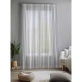 thumbnail image 2 of Sheer Curtains 84 Inches Long, Gray Stripes Semi Sheer Curtains Light Filtering Window Treatment, Vintage Minimalist Lines Texture Privacy Voile Drapes for Living Room Bedroom 52x84 Inch, 2 of 7