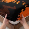 thumbnail image 3 of Twin Sze Fitted Sheet Set - Orange Witch Halloween 2 Piece Bedding Sets 16" Deep Pocket Fitted Sheet with 1 Pillowcase, Black Tree Bats Castle Brushed Microfiber Hotel Luxury Bed Sheets, 3 of 9