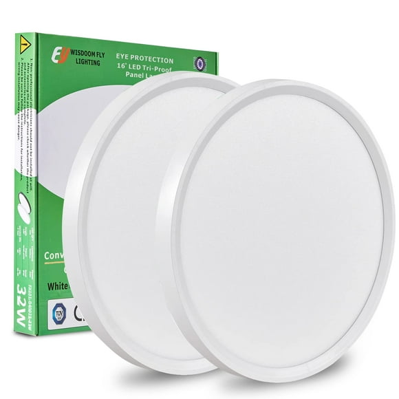 2PK 15.8 Inch LED Flush Mount Ceiling Light, 32W, 3480LM, 3000K/4000K/6000K CCT Selectable, Round Flat Panel Light Low Profile Ce