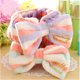 thumbnail image 5 of Bandana de Cuidado Facial con Gran Lazo, Diseño de Rayas Moradas y Blancas, Ideal para Spa, Yoga y Maquillaje, Suave y Elástica para Adultos y Niños., 5 of 6
