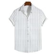 thumbnail image 1 of RXIRUCGD Chemises Blanches pour Hommes Chemise Décontractée Ajustée à Rayures à Boutons à Col à Revers à Manches Courtes Hauts d'Été, 1 of 9