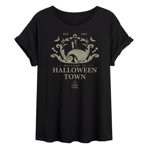 The Nightmare Before Christmas - Desination - Juniors Oversized Graphic T-Shirt