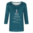 thumbnail image 4 of UPPADA Christmas T Shirts for Women 3/4 Sleeve Christmas Shirts Crewneck Christmas Tree Printed Tshirts Trendy Casual Loose Fit Blouses camiseta de navidad mujer Blue,S, 4 of 4