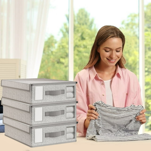 Sac de Rangement pour Vêtements, Contenants de Rangement Pliables pour Couvertures, Organisateur de Garde-Robe pour Linge de Lit, Tissu Non Tissé, Poignée Renforcée, Fermeture Éclair Robuste, Grand Éventail d'Utilisations