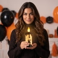 thumbnail image 6 of Sktrjpolfis Halloween Dripping Black Glitter Wax Flameless Candle Lamp, 4 Spooky Silhouette Flickering Battery Operated Table Light, 1 pack, 9.05in, 6 of 6