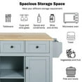 thumbnail image 5 of Zateety Kitchen Cart with Rubber wood Drop-Leaf Countertop ,Cabinet door internal storage racks,Kitchen Island on 5 Wheels with Storage Cabinet and 3 Drawers for Dinning Room, Grey Blue, 5 of 11