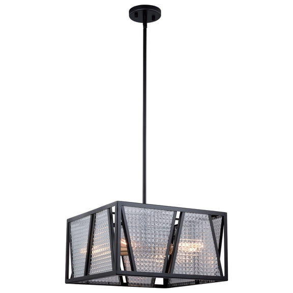 Oslo 16.25-in W Black Geometric Square Semi Flush Mount Ceiling Light Clear Glass