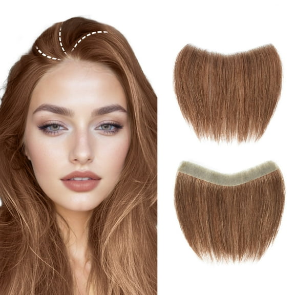 ViviaBella Frontal Hairpiece for Women Natural Black Hair Extension Hairline Loss Straight Tape in Human Hair Toppers Replacement Toupee