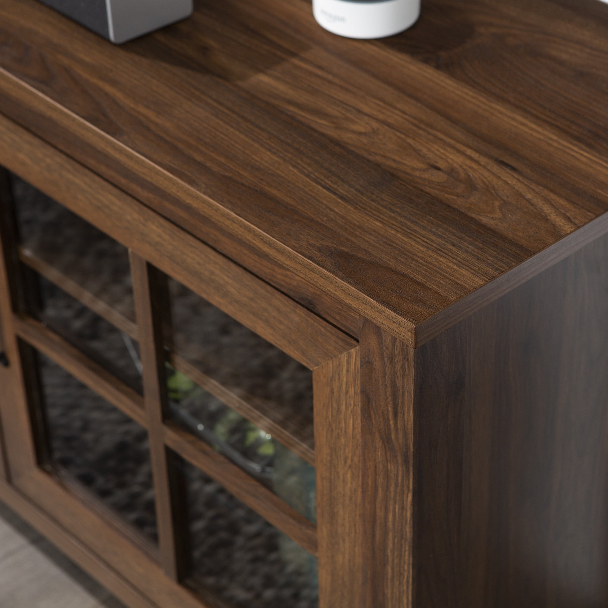 Walker Edison Modern Farmhouse TV Stand for TVs Up to 80", Dark Walnut