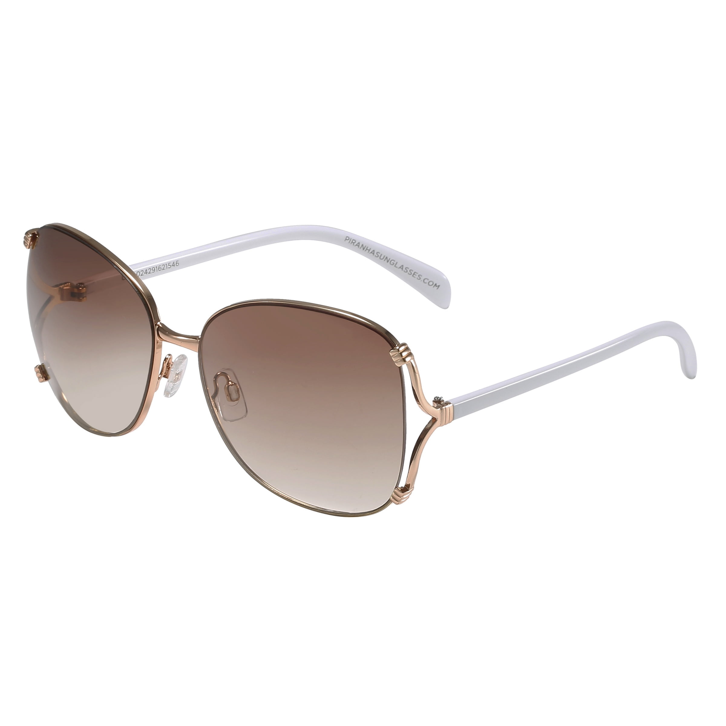 Piranha women’s Rose Gold and Amber Aviator fashion Sunglasses mirrored lenses Rose Gold Grandpa Thin Aviator Mirrored Sunglasses with Pink  main image 3