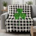 thumbnail image 2 of St. Patrick's Day Blanket Soft Cozy Warm Throw Blanket for Couch, Plush Fuzzy Flannel Fleece Blankets for Sofa, Green Shamrock Love Buffalo Plaid Vintage Bed Blankets Gifts for Men, 50"x60", 2 of 9