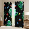 thumbnail image 2 of Manfei Outer Space Dinosaur Blackout Curtains Set of 2 (52x84 Each), Cartoon Rocket Planet Window Curtains, Kawaii Animal Curtains and Drapes, Window Curtains Decor, 2 of 6