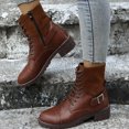 thumbnail image 3 of NECHOLOGY Botas Mujer Adulto Femenino Zapatos Botines mujer mujer color a juego otoño tacones cuadrados cremallera botines cortos zapatos de punta redonda (Brown, 6.5), 3 of 7