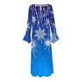 thumbnail image 4 of FcBaudy Robe Longue à Manches Longues Col Rond Longueur Genou, Robes pour Femmes, Robes d'Été pour Femmes Bouton Décontracté Imprimé de Noël Plissé Manches Longues Col Rond Longueur Genou Robe Femme, 4 of 4