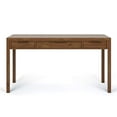thumbnail image 4 of SIMPLIHOME Hollander SOLID WOOD Contemporary Modern 60 inch Wide Home Office Desk, Writing Table, Workstation, Study Table Furniture in Medium Saddle Brown with 2 Drawerss, 4 of 5