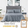 thumbnail image 2 of JoanKaren King Size Bed Sheets Set,Rayon from Bamboo,Cooling & Breathable for Hot Sleepers,16" Deep Pocket Fitted Sheet,Dark Gray, 2 of 8