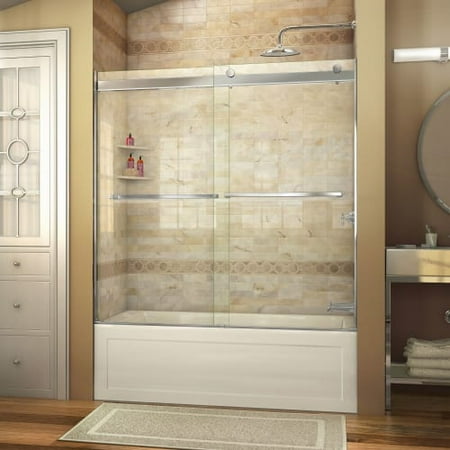 DreamLine Essence 56-60 in. W x 60 in. H Frameless Bypass Tub Door in Brushed Nickel