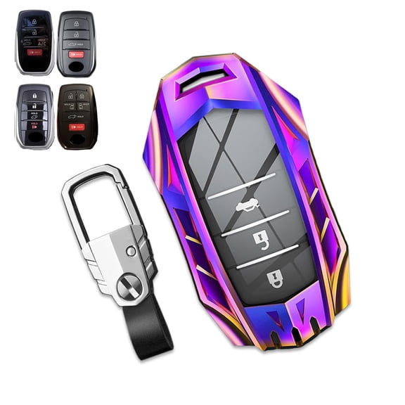 Zinc Alloy Car Key Fob Case Cover Holder Shell Compatible for Toyota Venza, RAV4 Prime, Sienna, Land Cruiser, Fortuner, Mirai 2019-2024 with Keychain