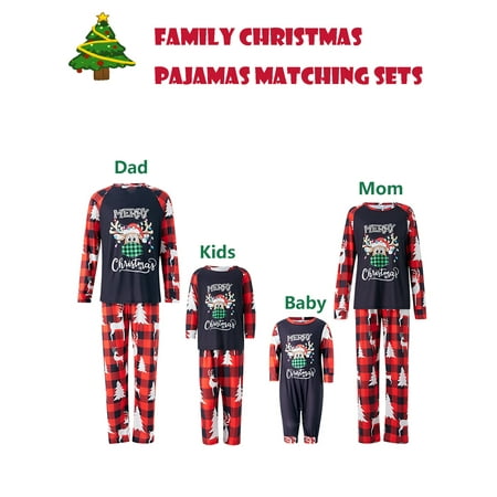 

Christmas PJs Family Set Santa Claus Letter Print Top Plaid Pants Matching Jammies Sets for Women Men Boys Girls Couples