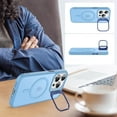 thumbnail image 5 of Magnetic for iPhone 12 Pro Max Case with Screen Protector, Built-in Metal Camera Kickstand,[Compatible with Magsafe] [Wireless Charging] Matte Protective Phone Cover for Women Girls, Light Blue, 5 of 14