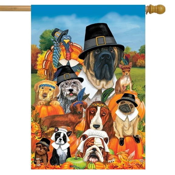 Briarwood Lane Give Thanks Dogs Thanksgiving House Flag