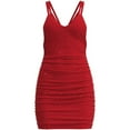 thumbnail image 5 of Wycnly Womens Dresses Party Club Sexy Bodycon Spaghetti Strap Mini Dresses Sleeveless V-Neck Solid Short Summer Dress Red XXL Clothes, 5 of 6