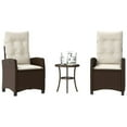 thumbnail image 1 of vidaXL 3 Piece Bistro Set with Cushions Brown Poly Rattan, 1 of 5