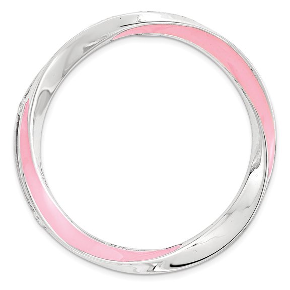 Sterling Silver Large Polished Pink Enameled Chain Slide