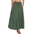 thumbnail image 1 of Falda Maxi Chic de Verano Inspire para Mujer, Falda Larga Bohemia de Cintura Alta Elástica en Verde, 1 of 6