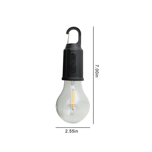 USB Rechargeable Portable Bulb Lamp 3W LED Camping Tent Light IP68 Waterproof Outdoor Hanging Light Type-C Fast Charge 24-Hour Battery Life 1-Pack
