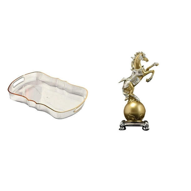 Bandeja de almacenamiento,Bandeja rectangular para servir,bandeja para postres y frutas de cocina,Figura de escritorio,Estantería con estatua de caballo para escritorio,oficina y decoración