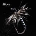 thumbnail image 1 of 10 Pcs Appâts Imitation Chironomide Leurres de Pêche à la Mouche Sèche avec Bandes Réfléchissantes, 1 of 10