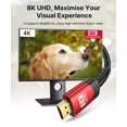 thumbnail image 2 of Cable HDMI JSAUX 8K 4K de 15 pies, 2 unidades, HDMI 2.1 de alta velocidad, rojo, 2 of 7