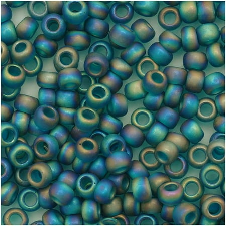 - Toho Round Seed Beads 8/0 #167BDF 'Transparent Rainbow Frosted Teal' 8 Gram Tube
