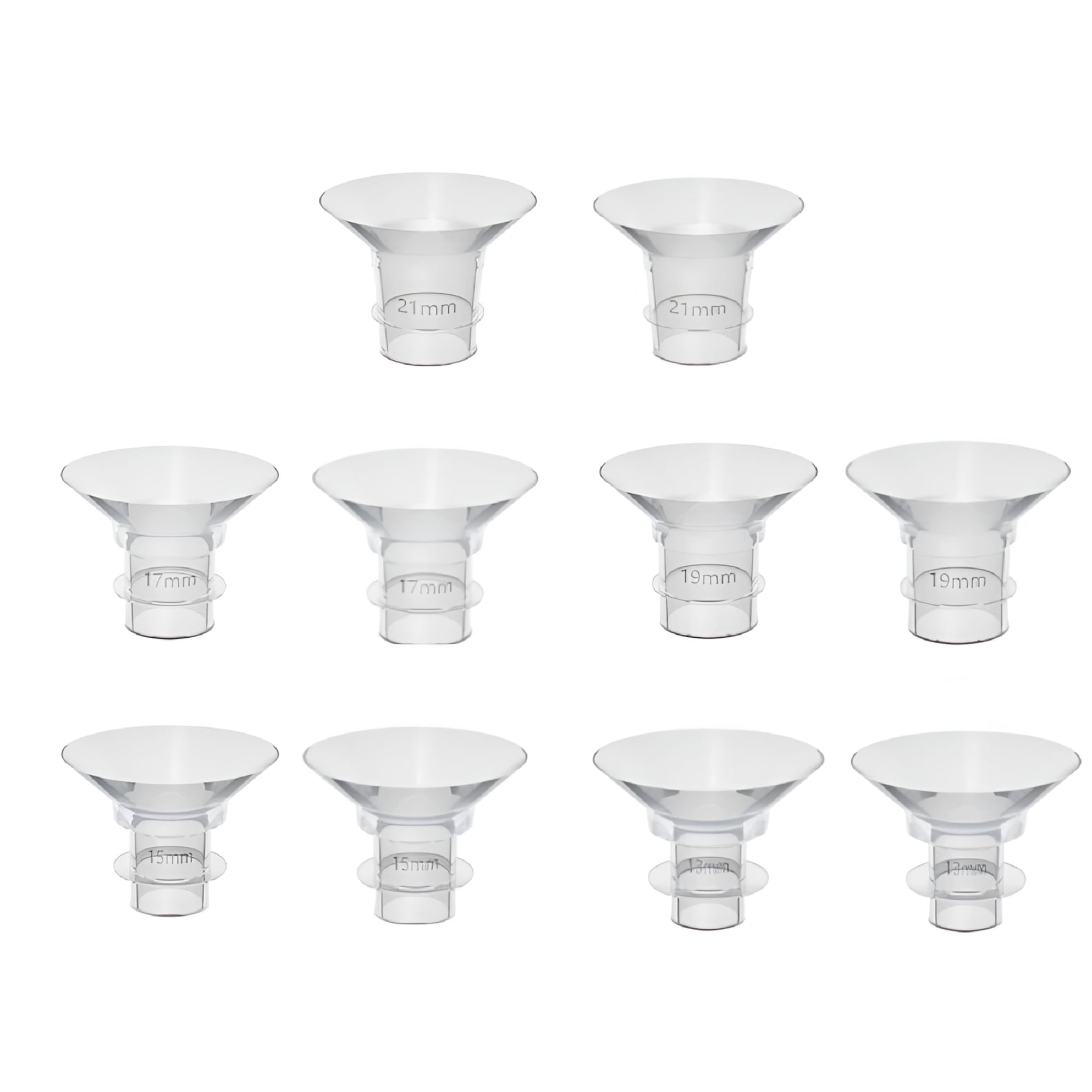 XIRQI 10 Pack Silicone Flange Inserts for Breast Pump Shields, 13mm 15mm 21mm Nipple Converters, Wearable Pump Accessories for Comfort and Milk Expression