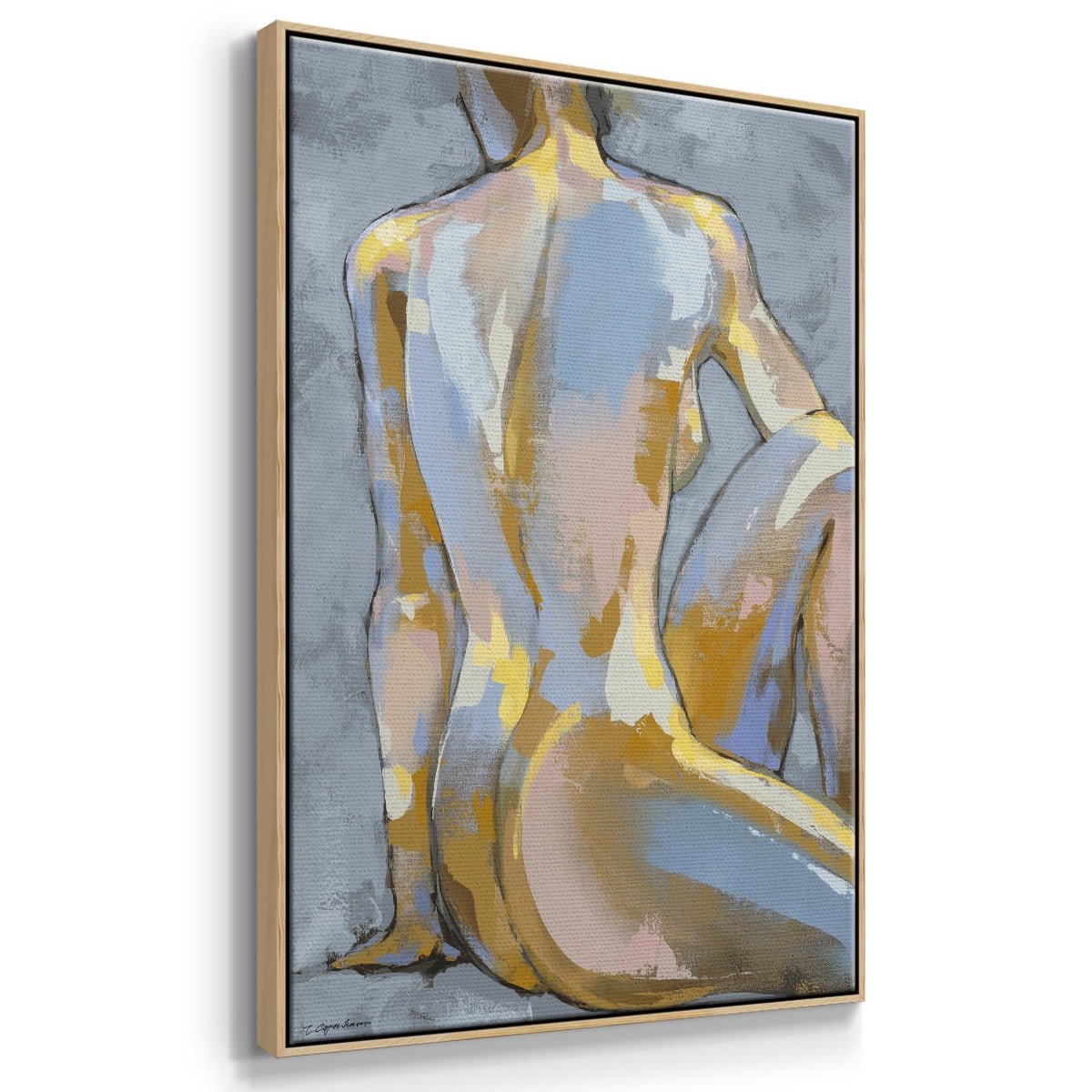 Grey Maiden II Framed Premium Gallery Wrapped Canvas - Ready to Hang - 25 x 37 - Natural Wood Floating Frame
