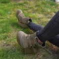 thumbnail image 3 of Pandaie Women's Platform Wedge Ankle Boots Suede Fold Over Slouchy Motorcycle Riding Booties Buckles Dressy Western Fall Boot Khaki 7, 3 of 6