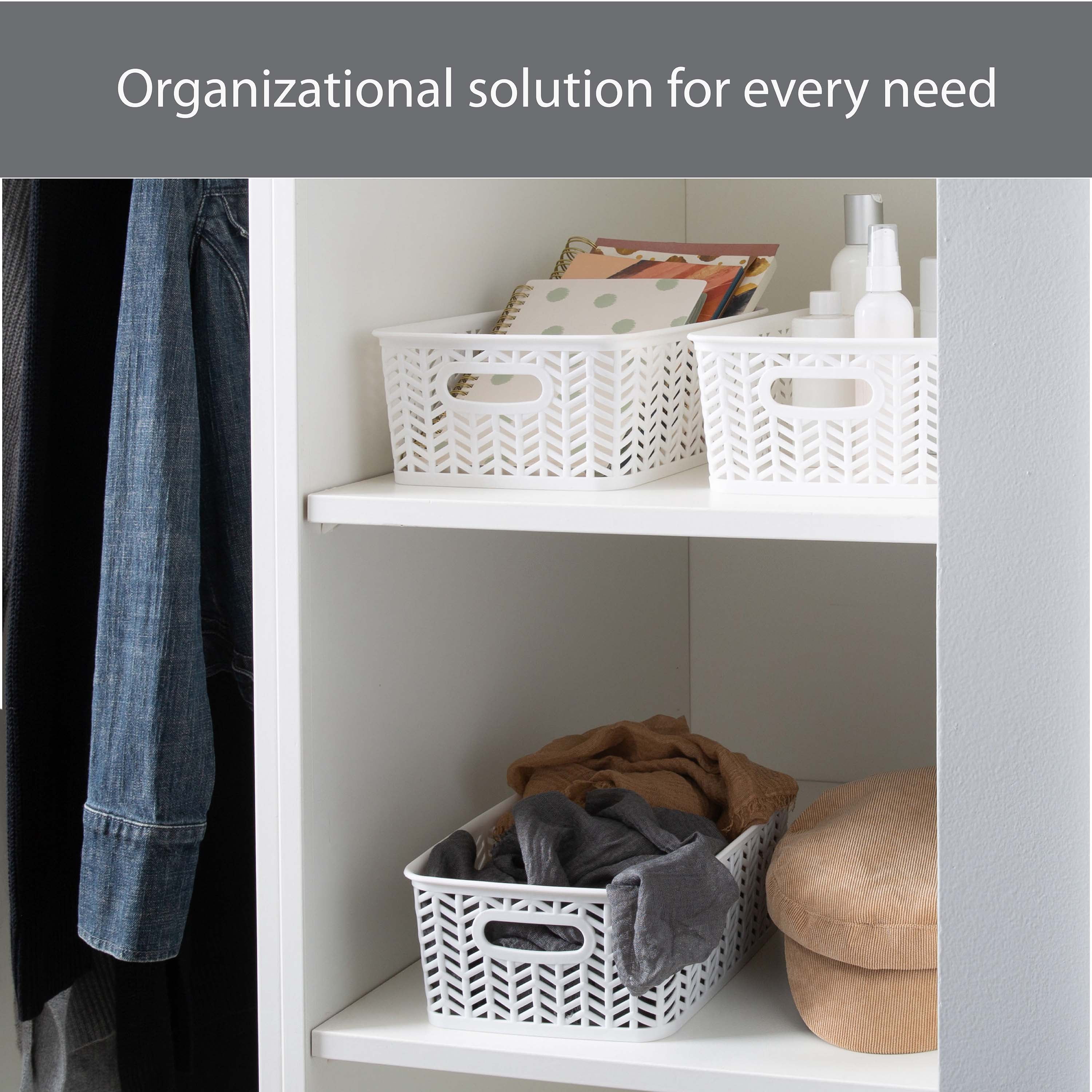 Simplify 3 Pack Small Herringbone Plastic Storage Basket with